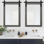 Miroir de ferme rustique Miroir de courtoisie Cadre en bois massif avec miroir de style grange en métal