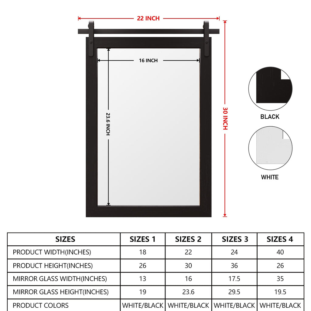 Miroir de ferme rustique Miroir de courtoisie Cadre en bois massif avec miroir de style grange en métal