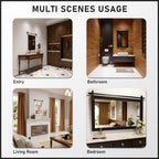 Miroir de ferme rustique Miroir de courtoisie Cadre en bois massif avec miroir de style grange en métal