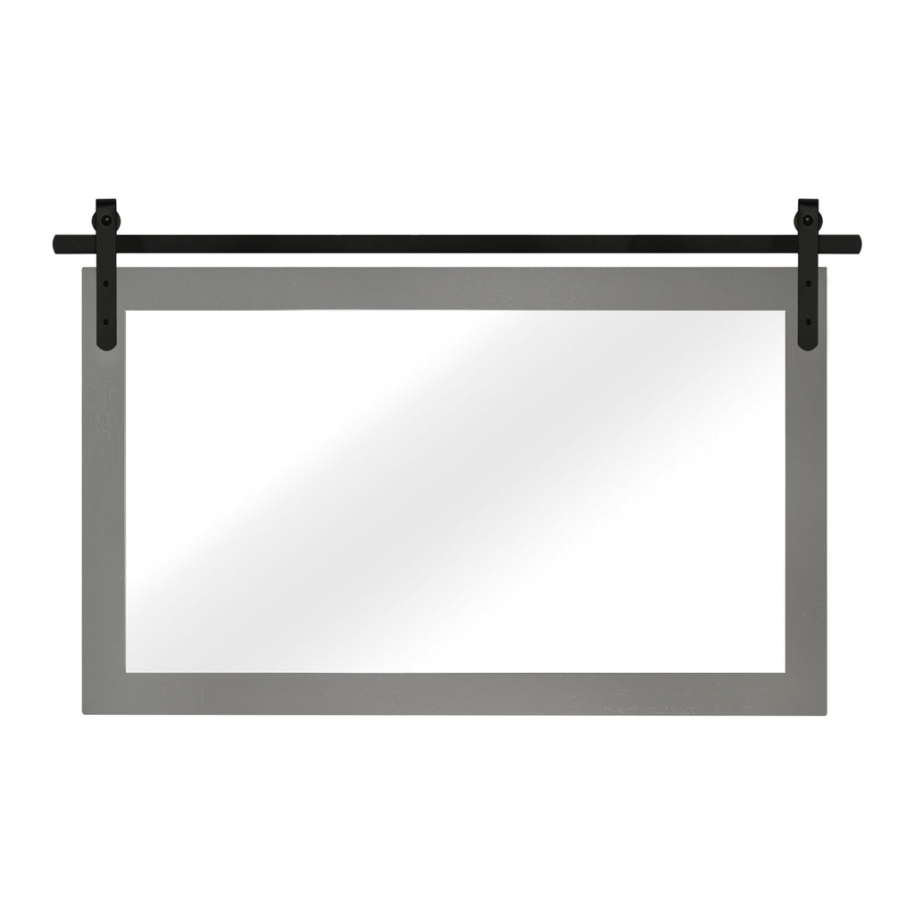 Miroir de ferme rustique Miroir de courtoisie Cadre en bois massif avec miroir de style grange en métal