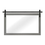 Miroir de ferme rustique Miroir de courtoisie Cadre en bois massif avec miroir de style grange en métal