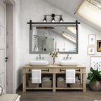 Miroir de ferme rustique Miroir de courtoisie Cadre en bois massif avec miroir de style grange en métal