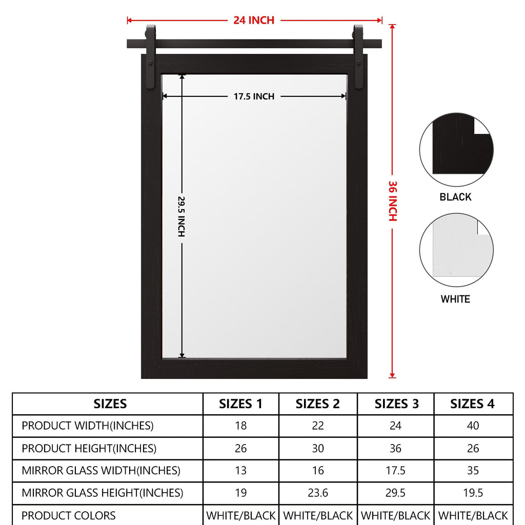 Miroir de ferme rustique Miroir de courtoisie Cadre en bois massif avec miroir de style grange en métal