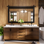 Miroir de ferme rustique Miroir de courtoisie Cadre en bois massif avec miroir de style grange en métal