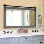 Miroir de ferme rustique Miroir de courtoisie Cadre en bois massif avec miroir de style grange en métal