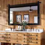 Miroir de ferme rustique Miroir de courtoisie Cadre en bois massif avec miroir de style grange en métal