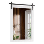 Miroir de ferme rustique Miroir de courtoisie Cadre en bois massif avec miroir de style grange en métal