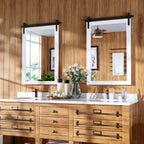 Miroir de ferme rustique Miroir de courtoisie Cadre en bois massif avec miroir de style grange en métal