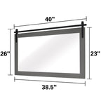 Miroir de ferme rustique Miroir de courtoisie Cadre en bois massif avec miroir de style grange en métal