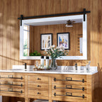 Miroir de ferme rustique Miroir de courtoisie Cadre en bois massif avec miroir de style grange en métal