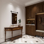 Miroir de ferme rustique Miroir de courtoisie Cadre en bois massif avec miroir de style grange en métal