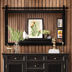 Miroir de ferme rustique Miroir de courtoisie Cadre en bois massif avec miroir de style grange en métal