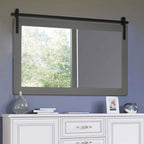 Miroir de ferme rustique Miroir de courtoisie Cadre en bois massif avec miroir de style grange en métal