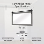 Miroir de ferme rustique Miroir de courtoisie Cadre en bois massif avec miroir de style grange en métal