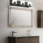 Miroir mural rustique encadré en bois, miroir de salle de bain en bois naturel