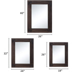 Miroir mural rustique encadré en bois, miroir de salle de bain en bois naturel