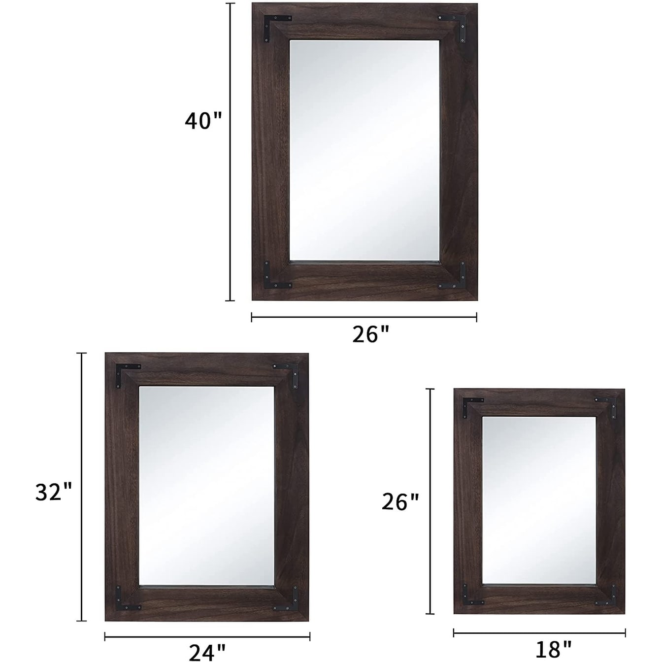 Miroir mural rustique encadré en bois, miroir de salle de bain en bois naturel