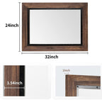 Miroir de salle de bain mural rustique en bois et fer encastré