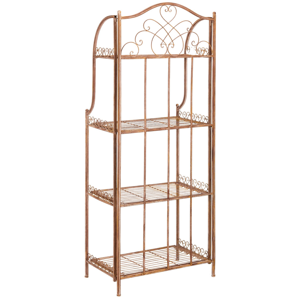Étagère de boulangerie d'extérieur à 4 niveaux en fer forgé victorien SAFAVIEH Bryn - 25 po L x 15 po P x 63 po H - 25L x 15P x 63H