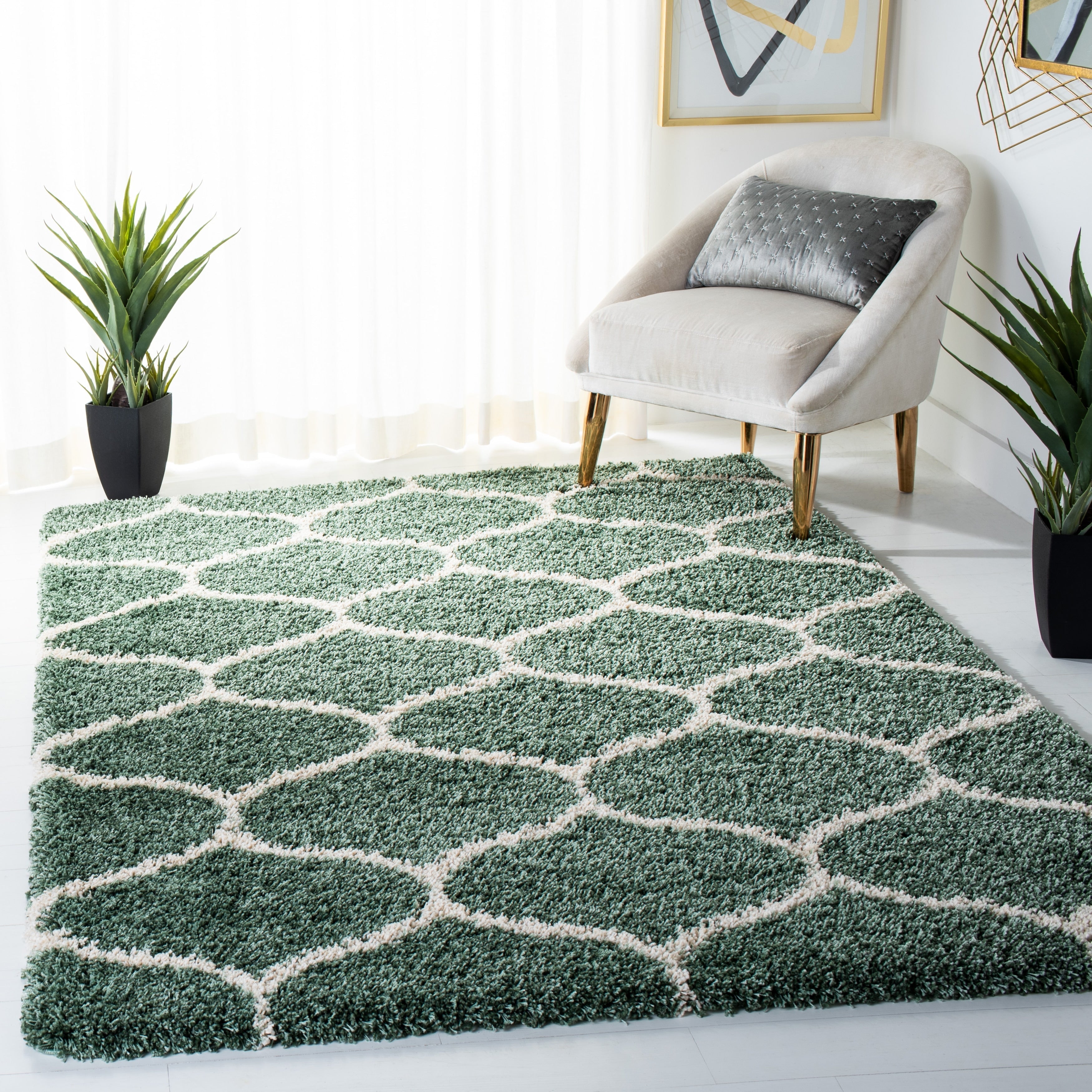 Tapis SAFAVIEH Hudson Shag Pushpa Trellis de 2 pouces d'épaisseur