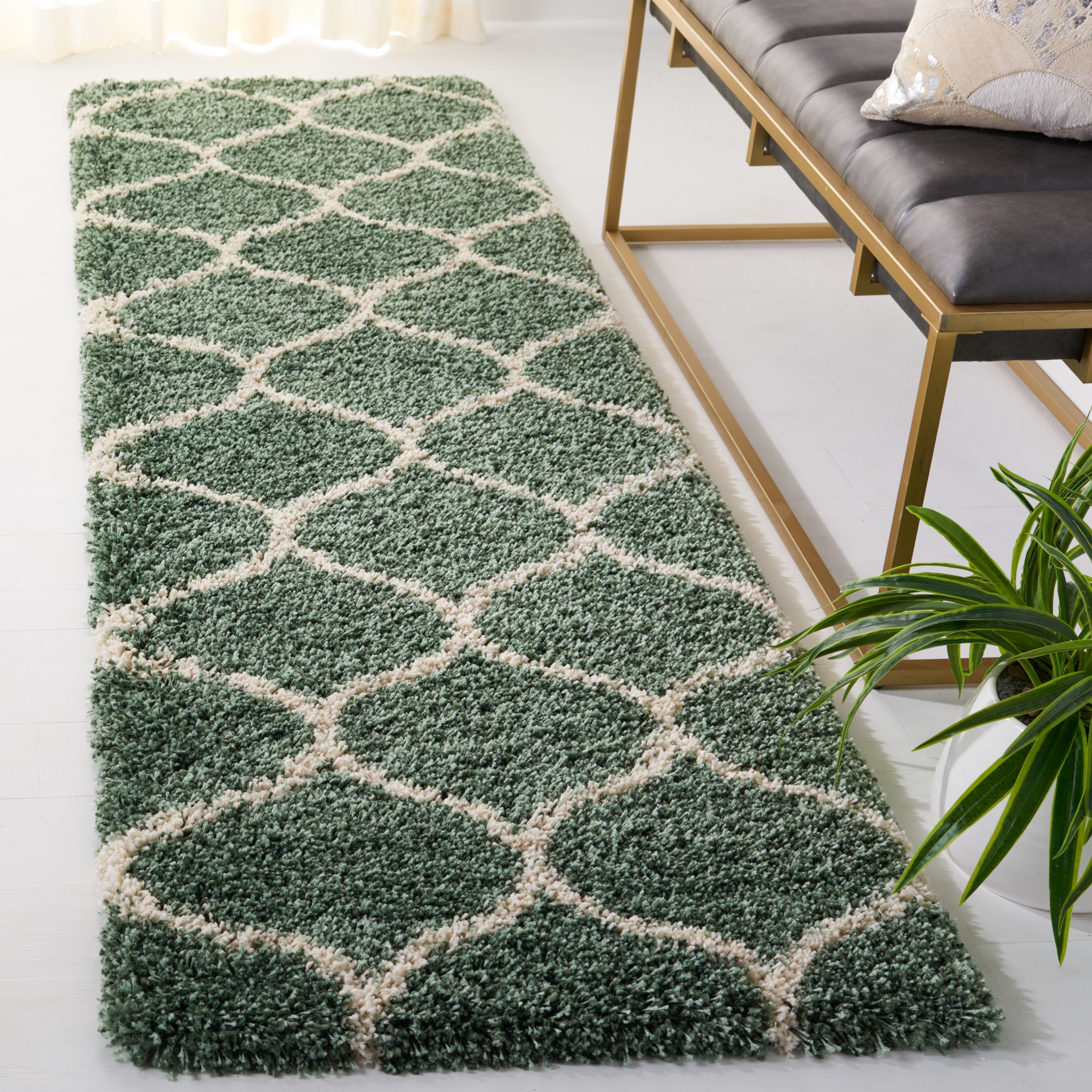 Tapis SAFAVIEH Hudson Shag Pushpa Trellis de 2 pouces d'épaisseur