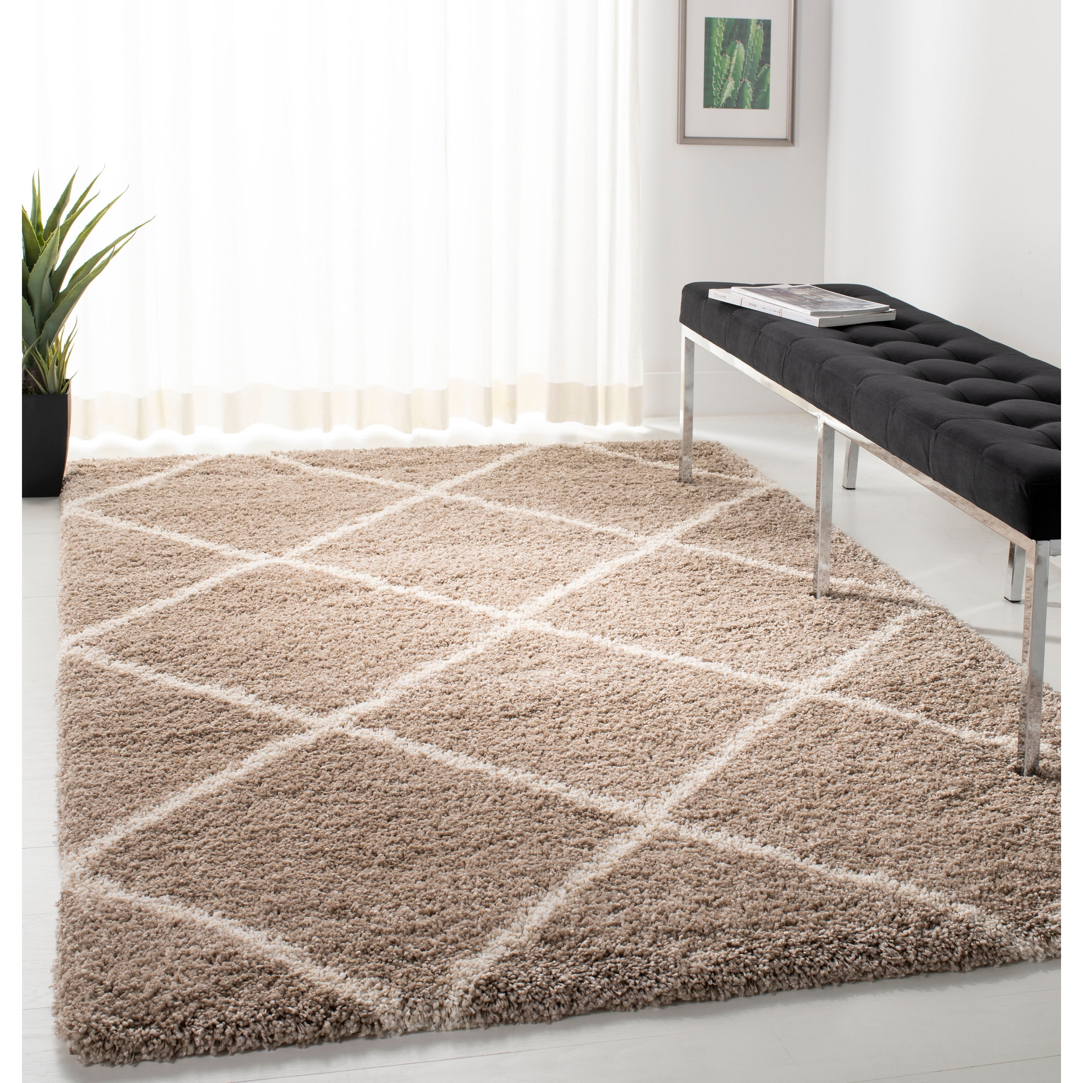 Tapis SAFAVIEH Hudson Shag Raili Diamond Treillis de 2 pouces d'épaisseur