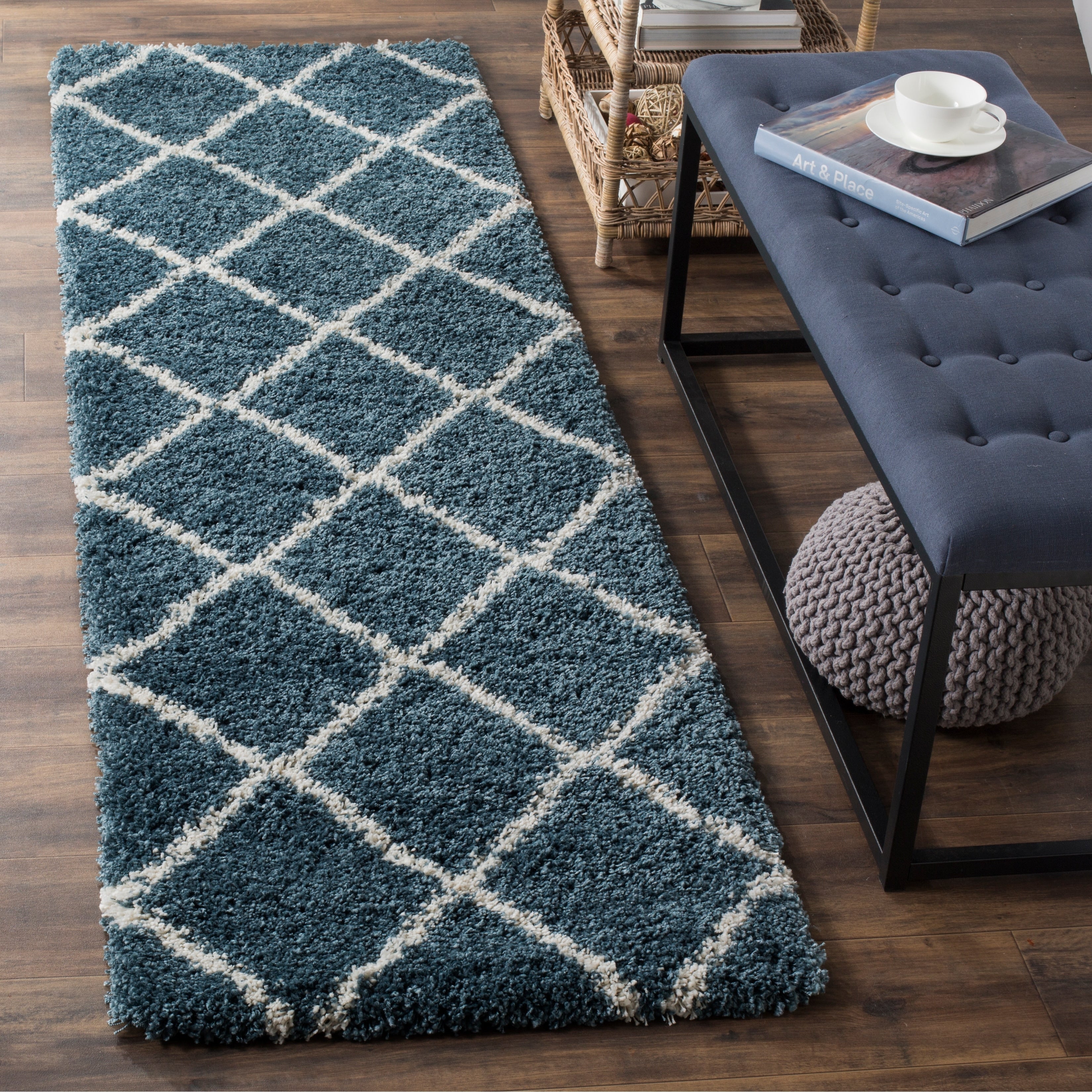 Tapis SAFAVIEH Hudson Shag Raili Diamond Treillis de 2 pouces d'épaisseur