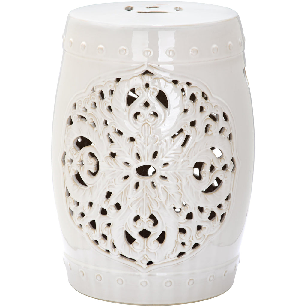 Tabouret de jardin décoratif en céramique blanche antique SAFAVIEH Sharareh