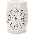 Tabouret de jardin décoratif en céramique blanche antique SAFAVIEH Sharareh