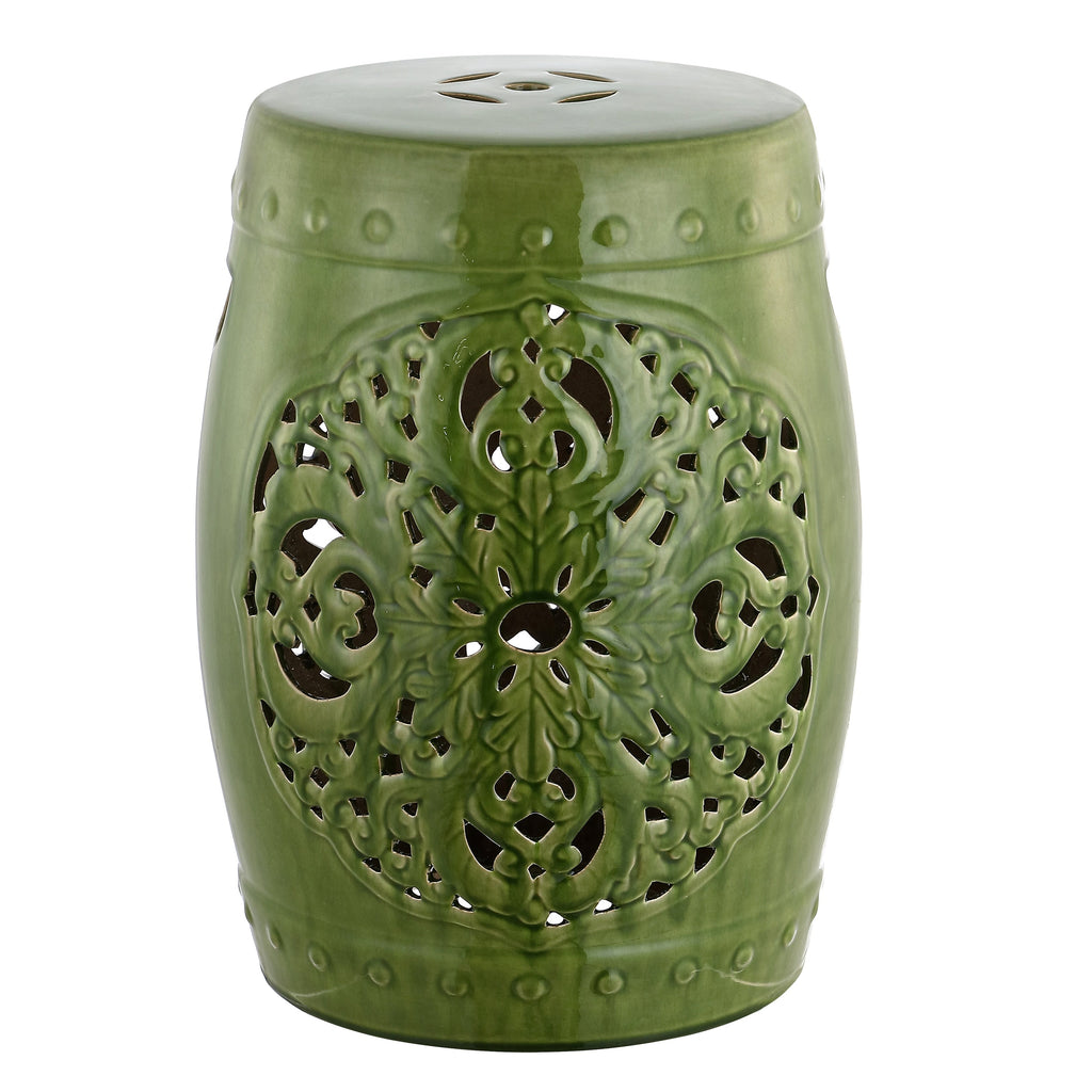 Tabouret de jardin décoratif en céramique blanche antique SAFAVIEH Sharareh