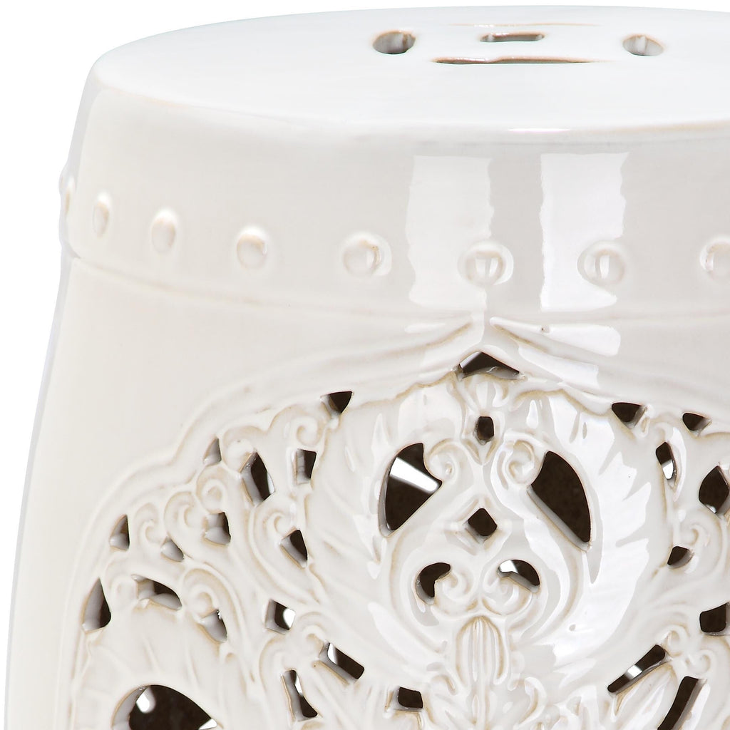 Tabouret de jardin décoratif en céramique blanche antique SAFAVIEH Sharareh