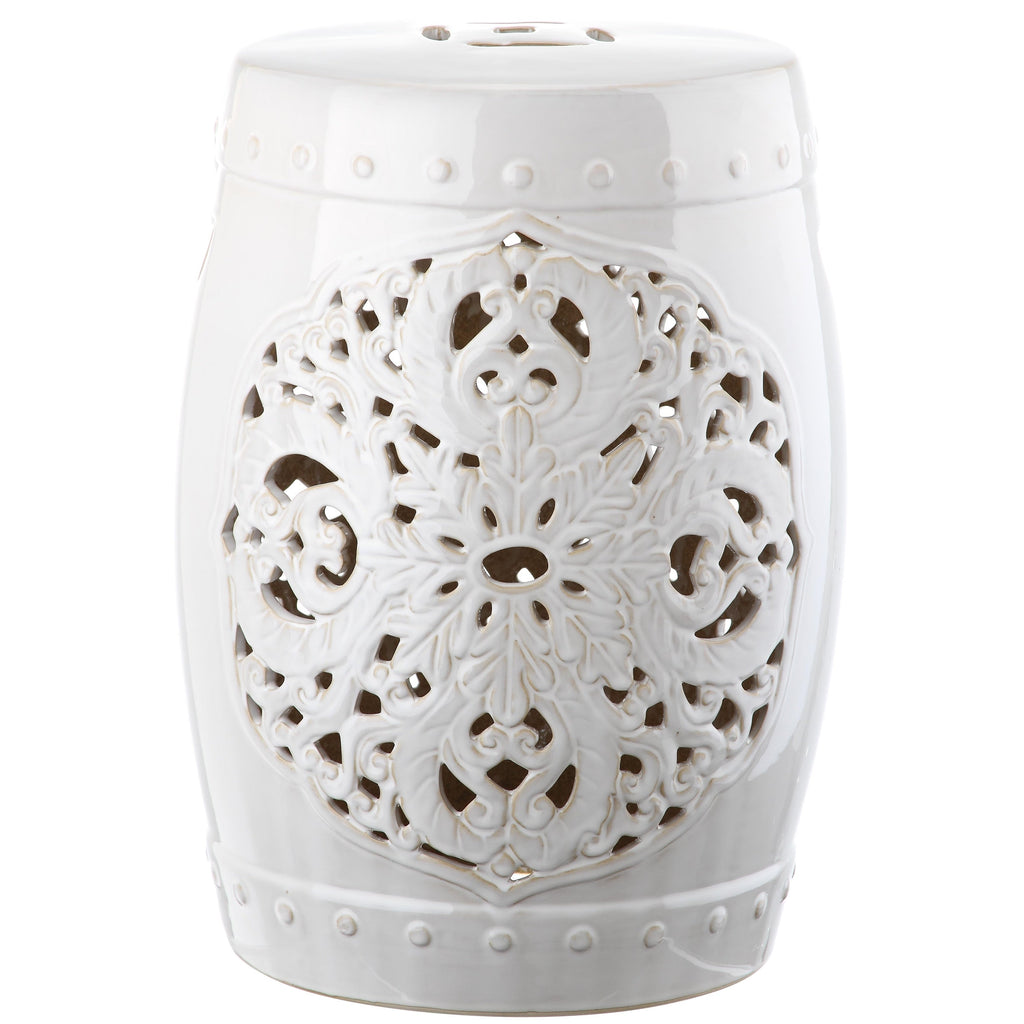 Tabouret de jardin décoratif en céramique blanche antique SAFAVIEH Sharareh