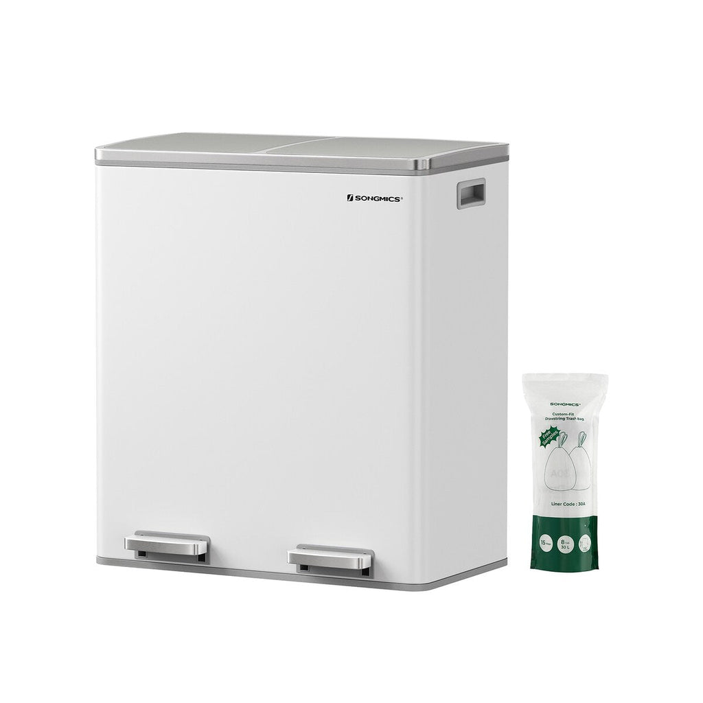 Poubelle double SONGMICS, 2 x 8 gallons, acier inoxydable