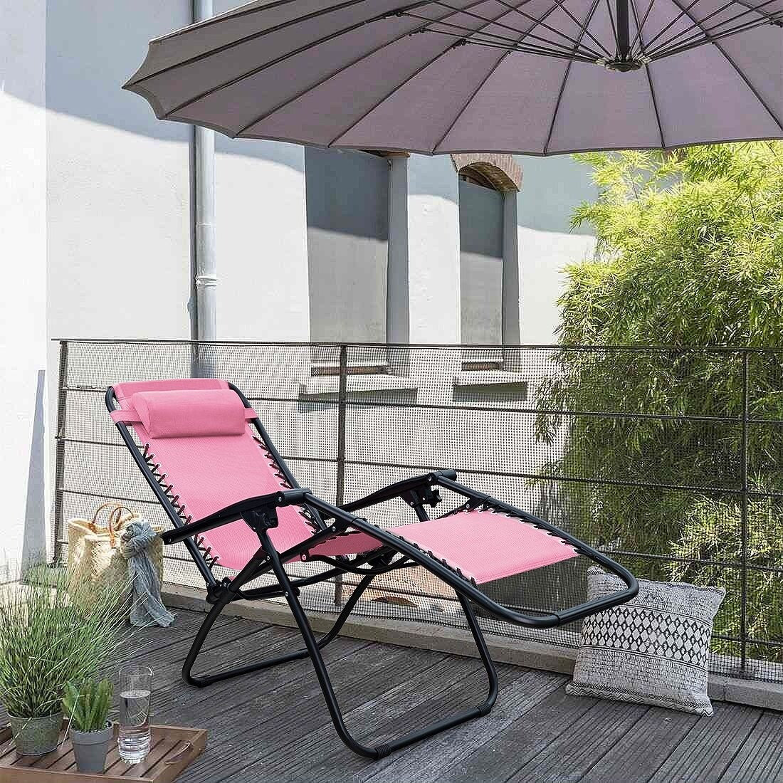 Chaise longue de jardin Homall Patio Zero Gravity avec coussin, lot de 2