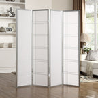 Paravent de séparation à 4 panneaux en bois blanc et papier Seto de Roundhill Furniture