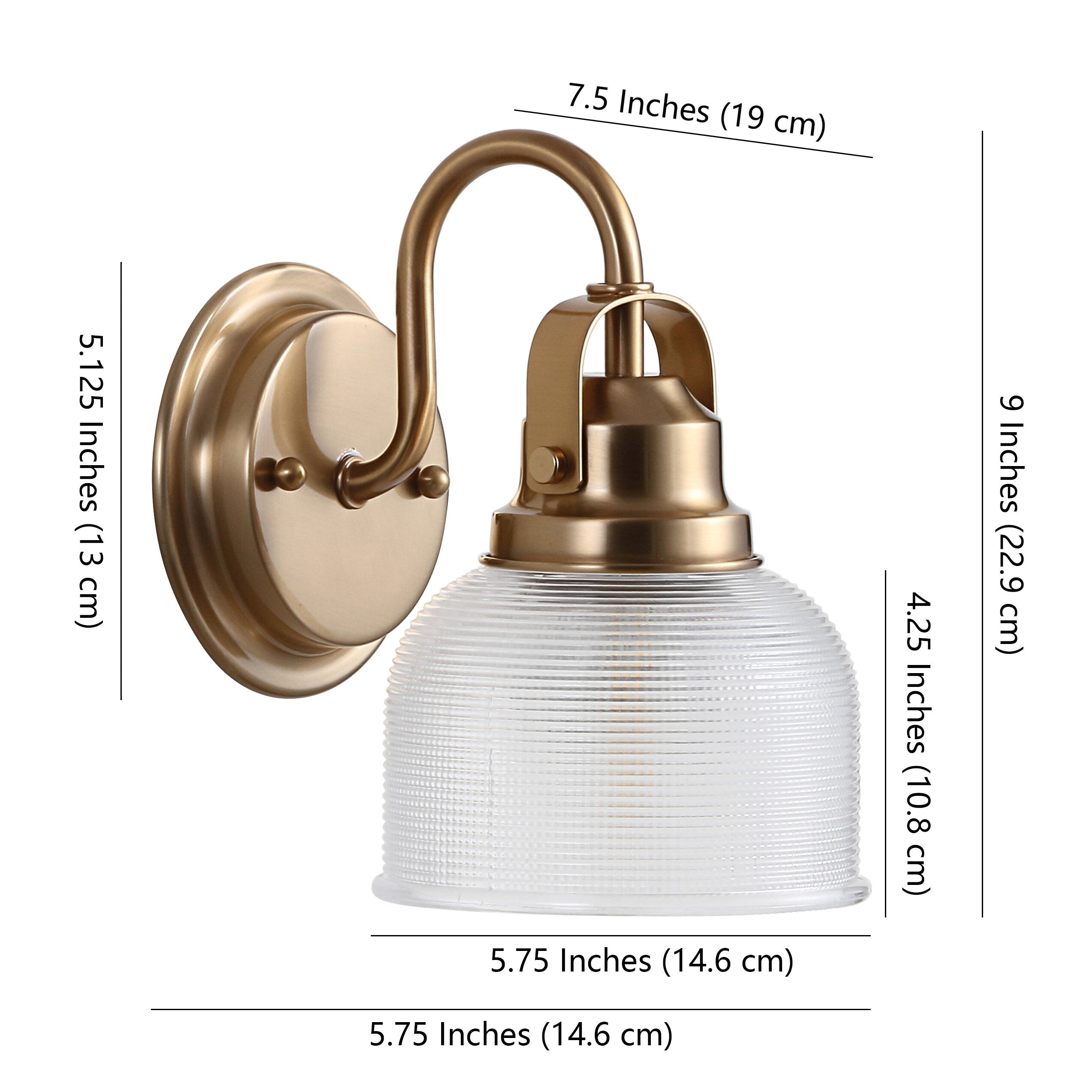 Applique de vanité à LED Shirley en métal/verre, par JONATHAN Y
