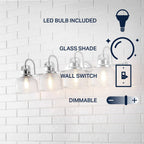 Applique de vanité à LED Shirley en métal/verre, par JONATHAN Y