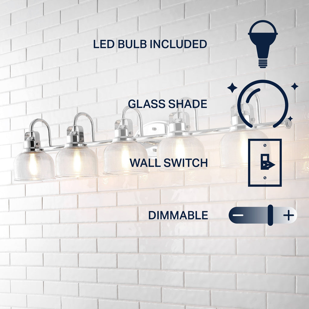 Applique de vanité à LED Shirley en métal/verre, par JONATHAN Y