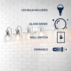 Applique de vanité à LED Shirley en métal/verre, par JONATHAN Y