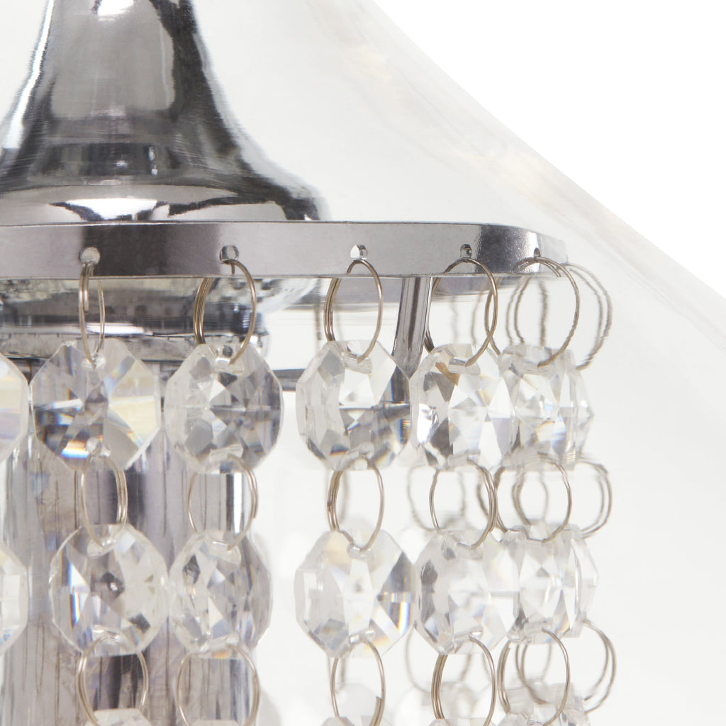 Pendentif suspendu en verre et cristal à facettes en forme d'orchidée argentée Wallock, à brancher ou à câblé