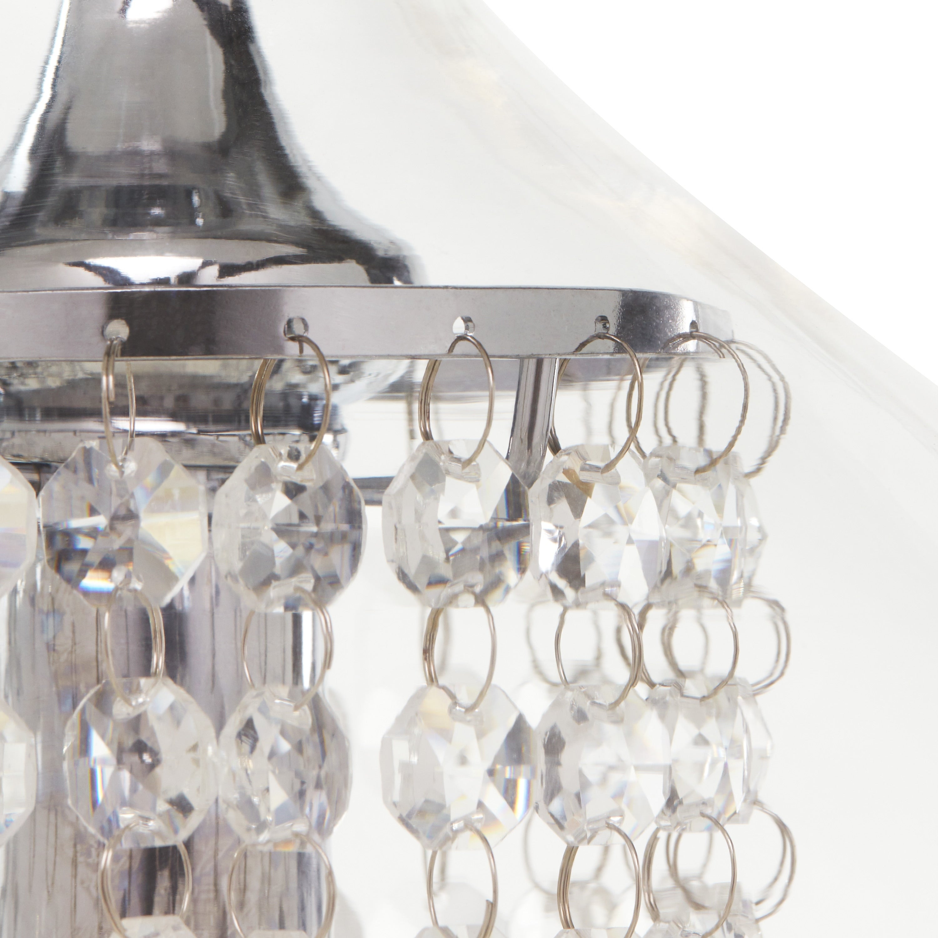 Pendentif suspendu en verre et cristal à facettes en forme d'orchidée argentée Wallock, à brancher ou à câblé