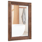 Miroir de salle de bain plat avec cadre en bois massif