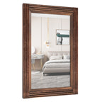 Miroir de salle de bain plat avec cadre en bois massif