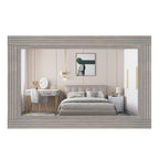 Miroir de salle de bain plat avec cadre en bois massif