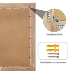 Miroir de salle de bain plat avec cadre en bois massif