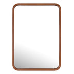 Miroir mural rectangulaire d'angle rond avec cadre en bois massif