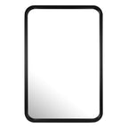 Miroir mural rectangulaire d'angle rond avec cadre en bois massif