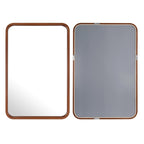 Miroir mural rectangulaire d'angle rond avec cadre en bois massif