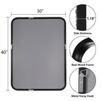 Miroir mural rectangulaire d'angle rond avec cadre en bois massif