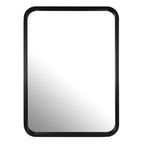 Miroir mural rectangulaire d'angle rond avec cadre en bois massif